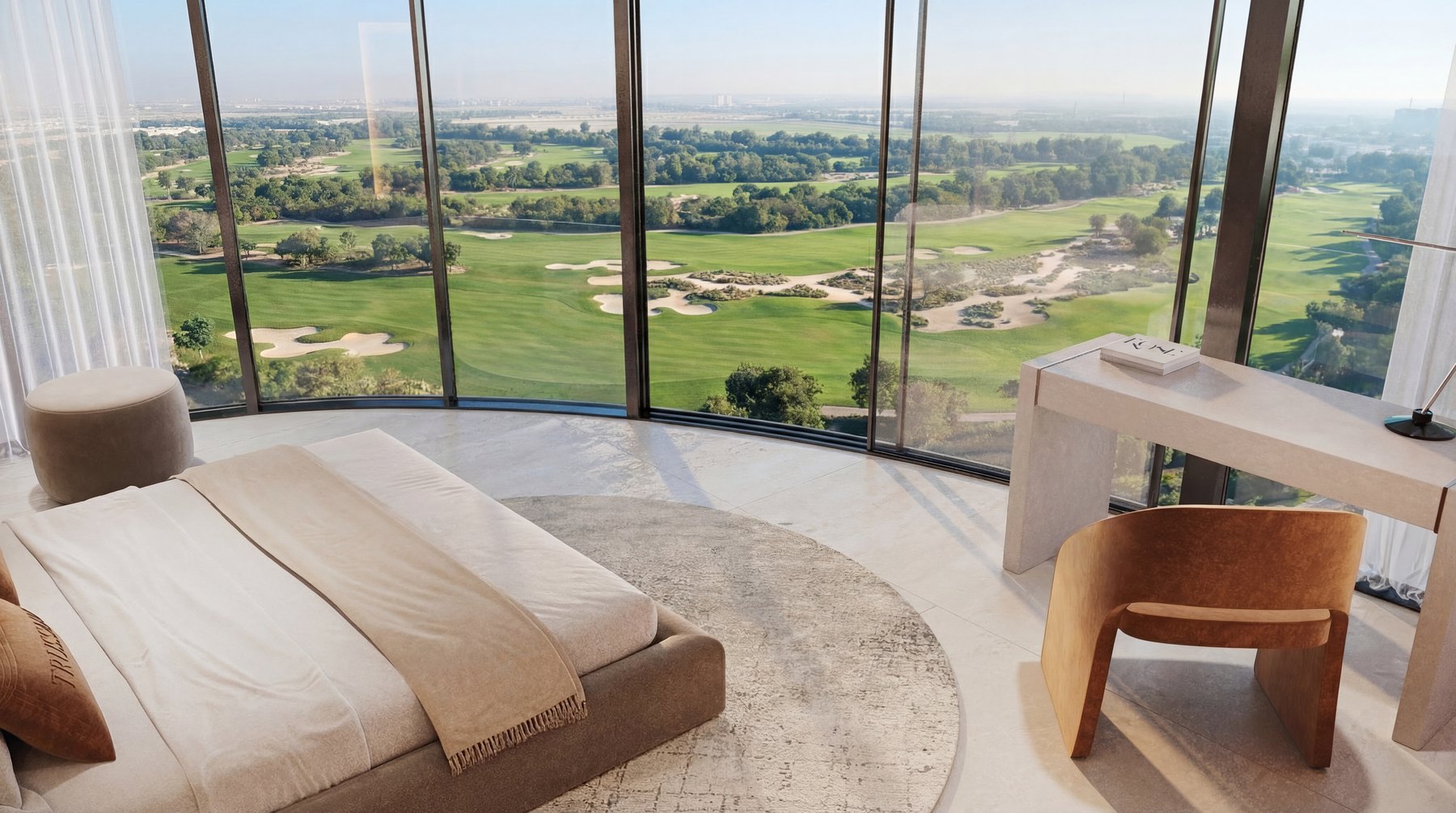 Bedroom with long views over the valley