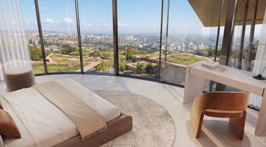 Living and dining interior at Trussardi Residences