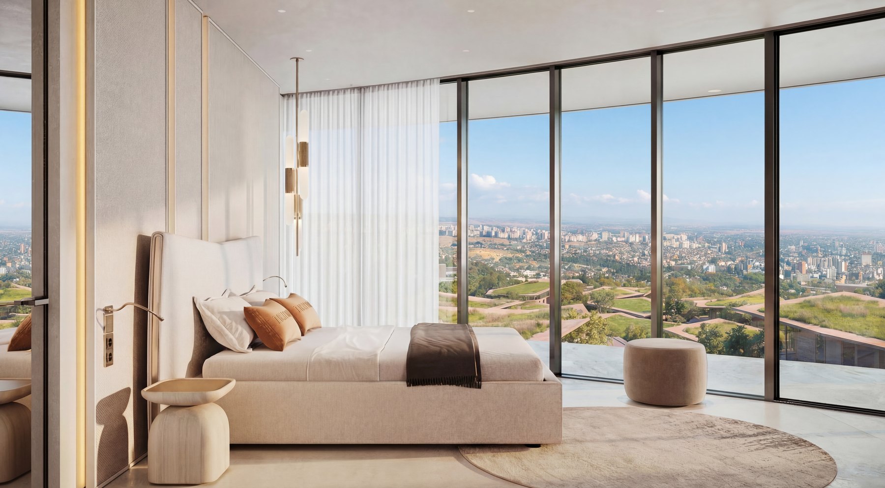 Master bedroom with views over Tbilisi